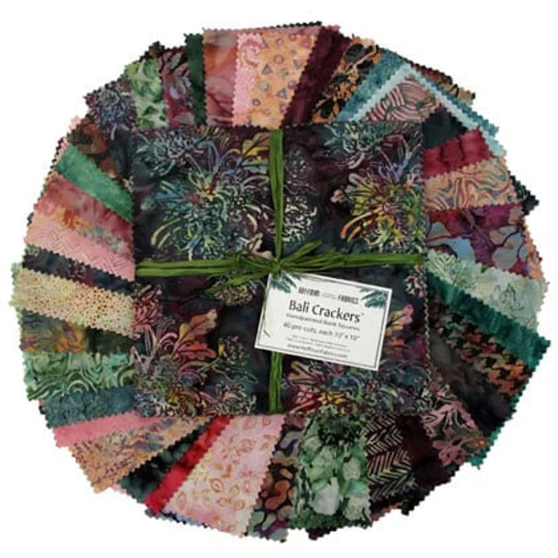 Parfait Bali Crackers 10"x10", BC-609, 40 Precut Ten Inch Pieces, Hoffman Batik, Handpainted Batik Squares, RARE