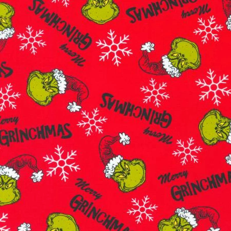 Christmas Mischief Grinch Quilt Kit 49"x62", Grinch fabrics by Robert Kaufman, Grinch Gift Quilt Wall Hanging Table Runner Blanket Bag Gift