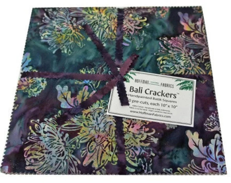 Parfait Bali Crackers 10"x10", BC-609, 40 Precut Ten Inch Pieces, Hoffman Batik, Handpainted Batik Squares, RARE