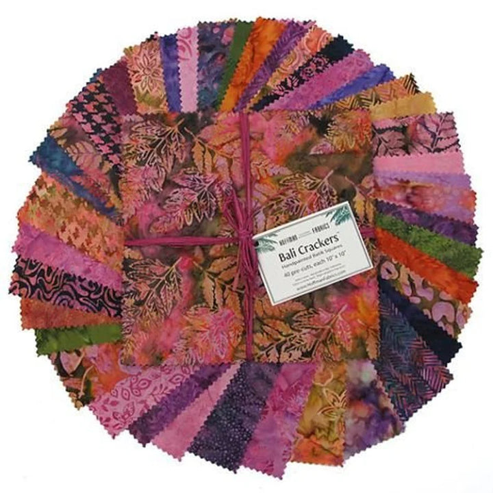 Wild Berry Bali Crackers 10"x10", BC-605, 40 Precut Ten Inch Pieces, Hoffman Batik, Handpainted Batik Squares, RARE