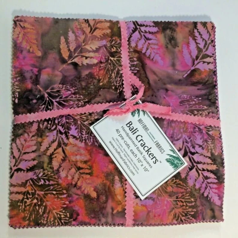 Wild Berry Bali Crackers 10"x10", BC-605, 40 Precut Ten Inch Pieces, Hoffman Batik, Handpainted Batik Squares, RARE