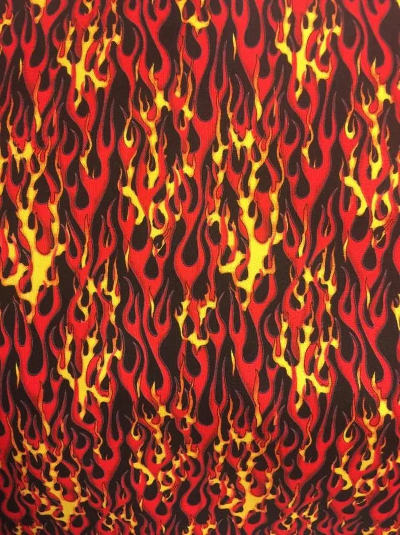 Flames Fabric 1/2 Yard,P144E-RED by Elizabeth's Studios, Wild Fire Firefighter Flames quilt wall hanging table runner blanket bed quilt