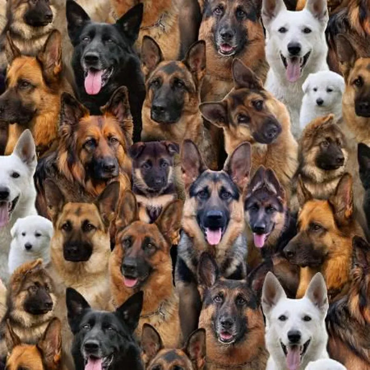 German Shepherd Fabric Sold by the Half Yard, by Elizabeth's Studio # 665E-MULTI, dog gift quilt, White Black German Shepherd