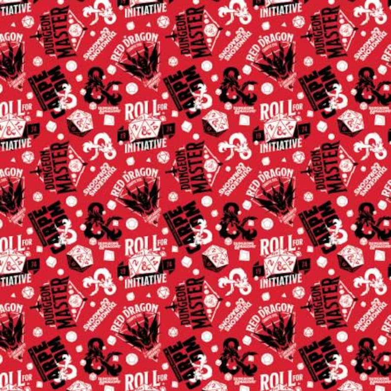Dungeons & Dragons Fabric Sold by Half Yard, A95170129-1 Fabric by Camelot, Dungeons Gaming Gift Bed Quilt Wall Hanging