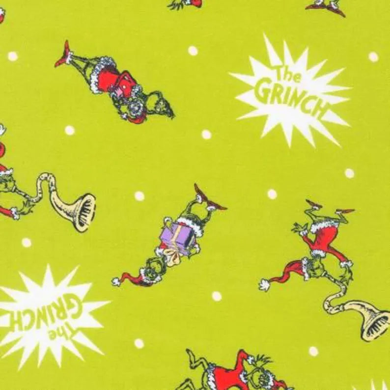 Grinch Fabric Sold by the Half Yard, ADE217767223 Robert Kaufman, Grinch Blue Quilt Wall Hanging Placemats Table Runner Blanket Bag Gift