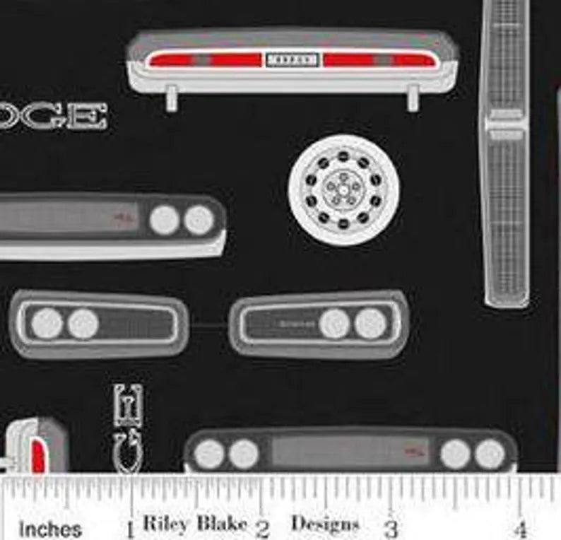 Dodge Logo Fabric Sold by the Half Yard, C7191 Riley Black Fabric, Dodge Car Quilt Wall Hanging Placemat Challenger Demon Charger