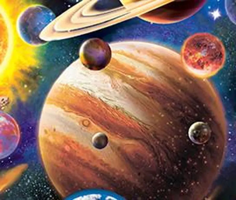 Solar System Fabric 1/2 Yard, 21507-MLT David Textiles, Galaxy Solar Gift Quilt Stars Planets Outer Space