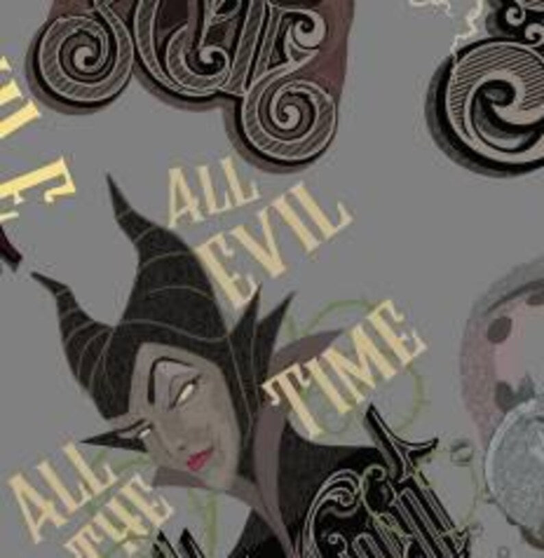 Villains 1/2 Yard, 74083A620715 Disney Villains, Ursella Maleficent Cruella Disney Female Villains Witch 100% cotton