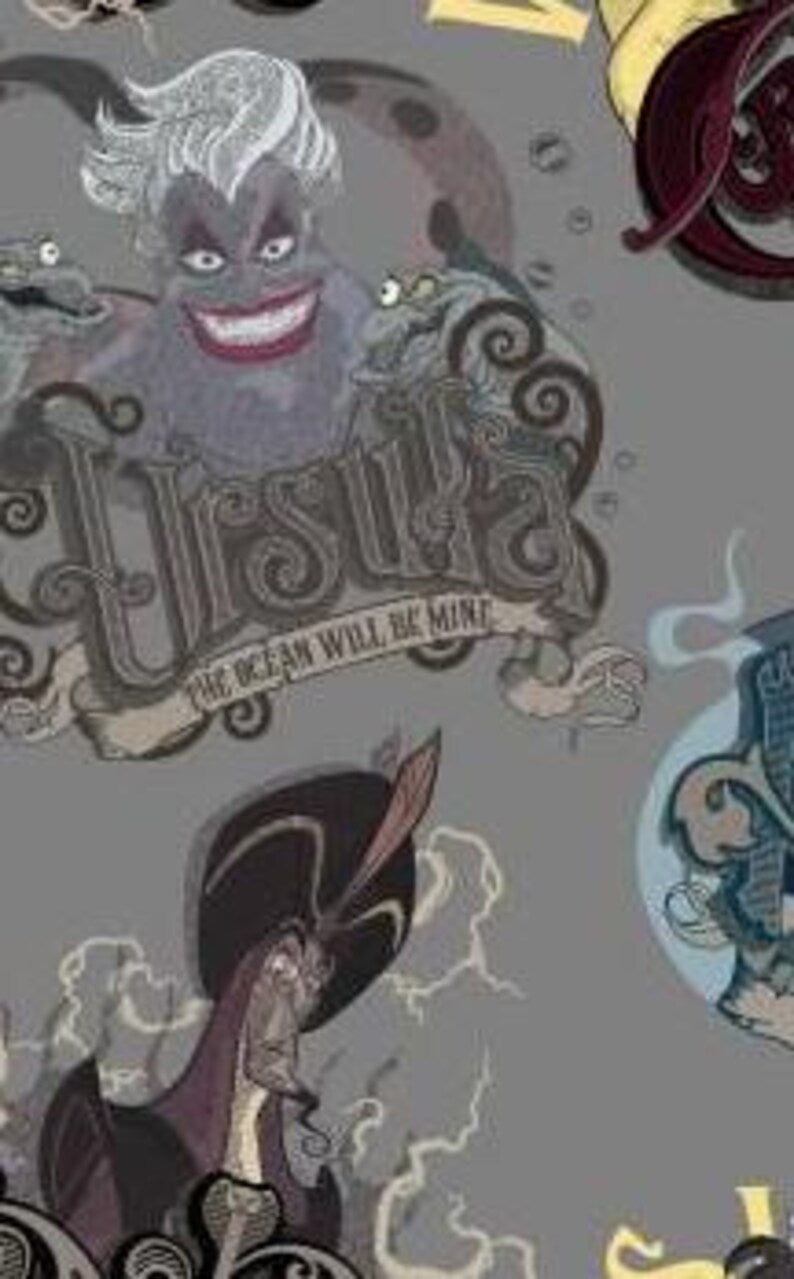 Villains 1/2 Yard, 74083A620715 Disney Villains, Ursella Maleficent Cruella Disney Female Villains Witch 100% cotton