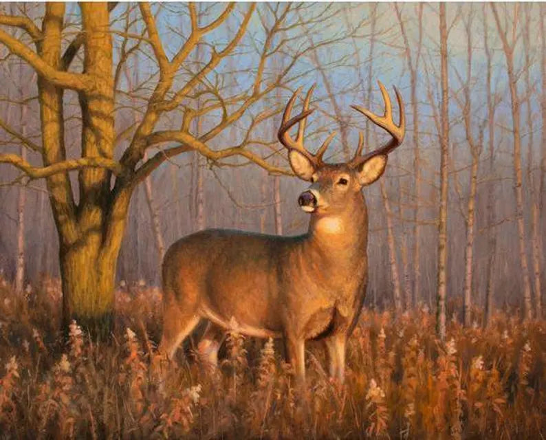 Whitetail Deer Fabric Panel 35"x43", In the Spotlight fabric panel by David Textiles, Deer Doe Buck Quilt Wall Hanging