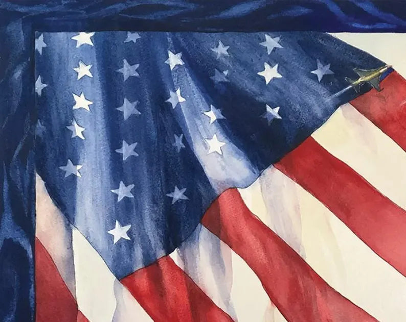 Coming Home Patriotic Fabric Panel 35"x44",PD14435R-PANEL fabric by Riley Blake, American Flag background