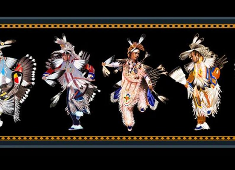 Native Spirit Pride Fabric 1/2 Yard, 32003E-Black by Elizabeth's Studio, Indigenous Quilt Blanket Wall Hanging Table Runner Placemats