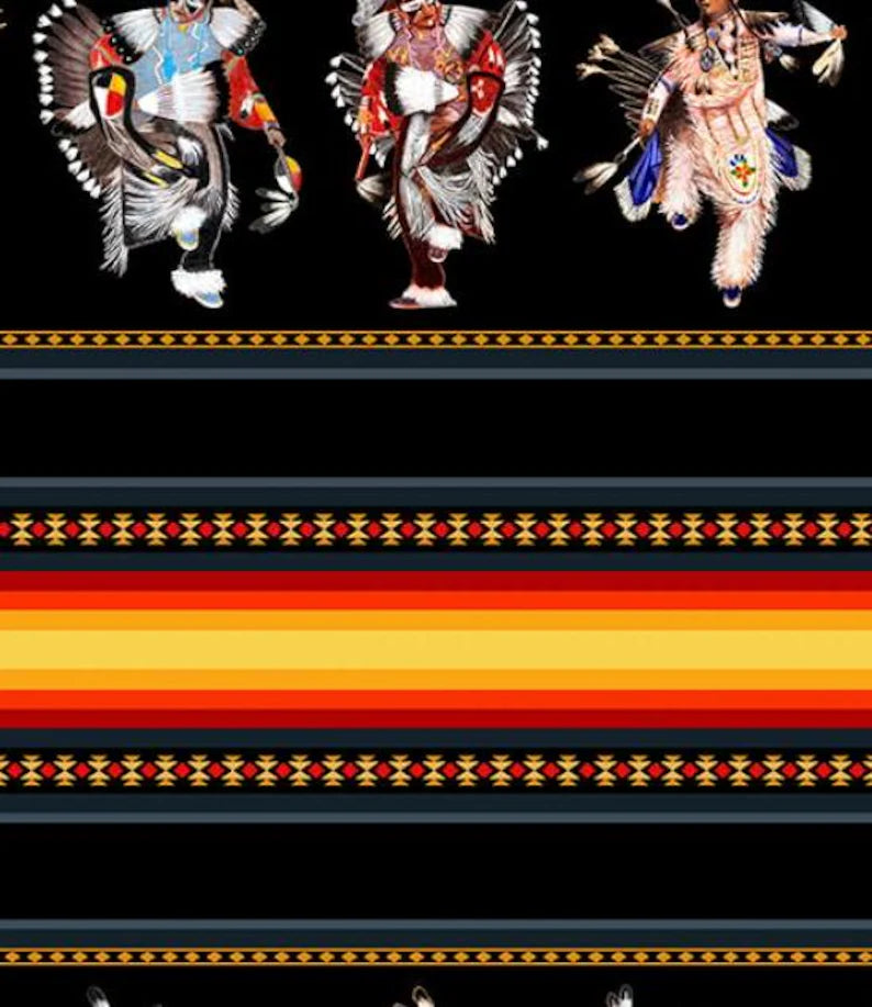 Native Spirit Pride Fabric 1/2 Yard, 32003E-Black by Elizabeth's Studio, Indigenous Quilt Blanket Wall Hanging Table Runner Placemats