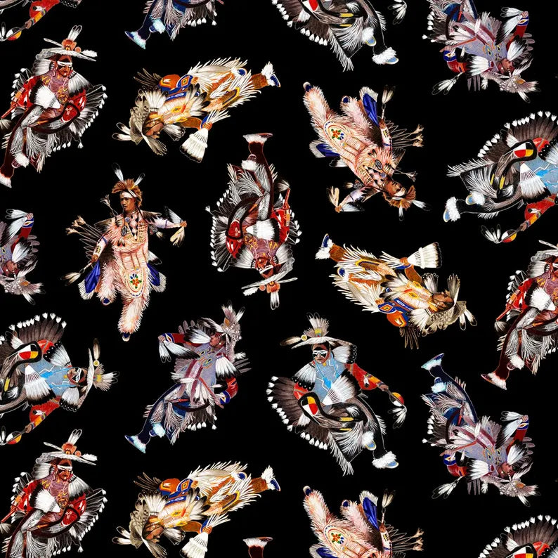 Native Spirit Pride Fabric 1/2 Yard, 32004E-Black by Elizabeth's Studio, Indigenous Quilt Blanket Wall Hanging Table Runner Placemats