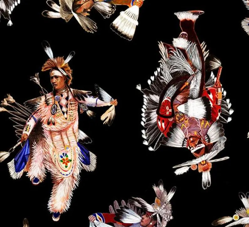 Native Spirit Pride Fabric 1/2 Yard, 32004E-Black by Elizabeth's Studio, Indigenous Quilt Blanket Wall Hanging Table Runner Placemats