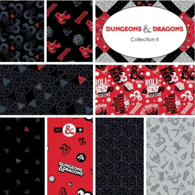 Dungeons & Dragons Fat Quarters 8 Pieces, s-l1600 Fabric by Camelot, Dungeons Gaming Gift Bed Quilt Wall Hanging