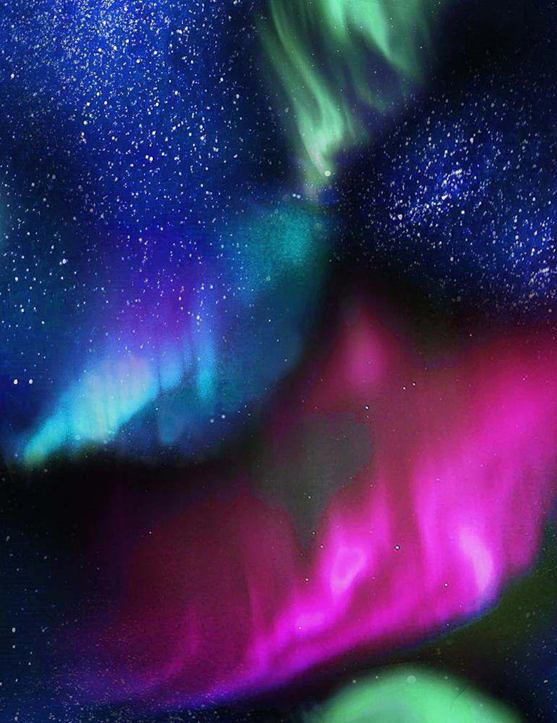 Quilt Kit 62"x66", Northern Lights Forest Quilt Kit using Aurora fabrics from Timeless Treasures, Northern Lights Night Sky Gift Bed Quilt
