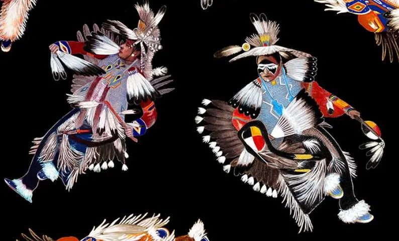 Native Spirit Pride Fabric 1/2 Yard, 32004E-Black by Elizabeth's Studio, Indigenous Quilt Blanket Wall Hanging Table Runner Placemats