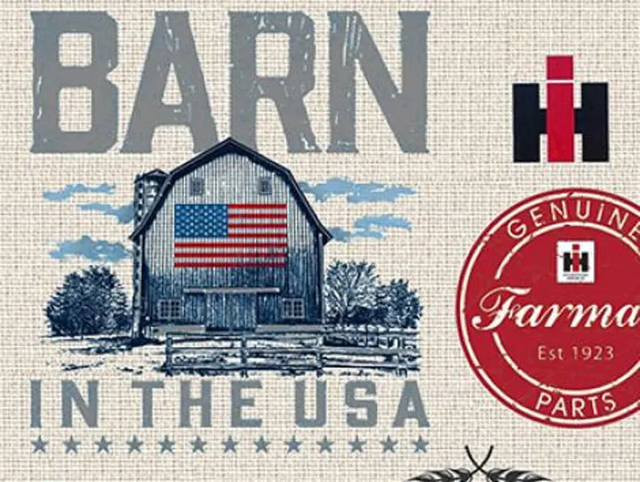 Farmall Tractor Signs Fabric 1/2 yard, Vintage Red Tractor, Farm Tractor Bed Quilt Wall Hanging