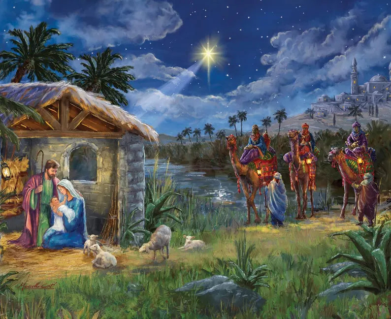 Nativity Fabric Panel 36"x44", PD15043 Riley Blake Christmas Wishes, Christmas Gift Bed Quilt Wall Hanging