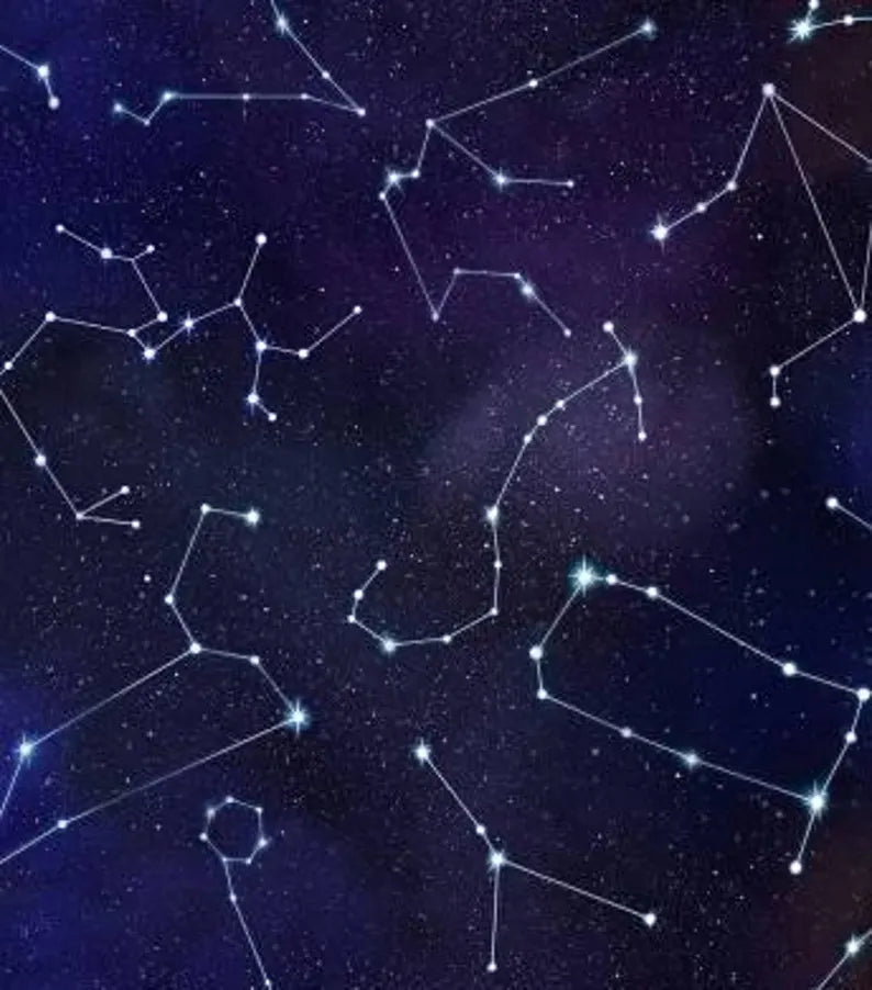 Constellations Sky Fabric 1/2 yard, Black Space # 582E-RYL by Elizabeth Studios, Outer Space Fabric, Universe Bed Quilt, Wall Hanging