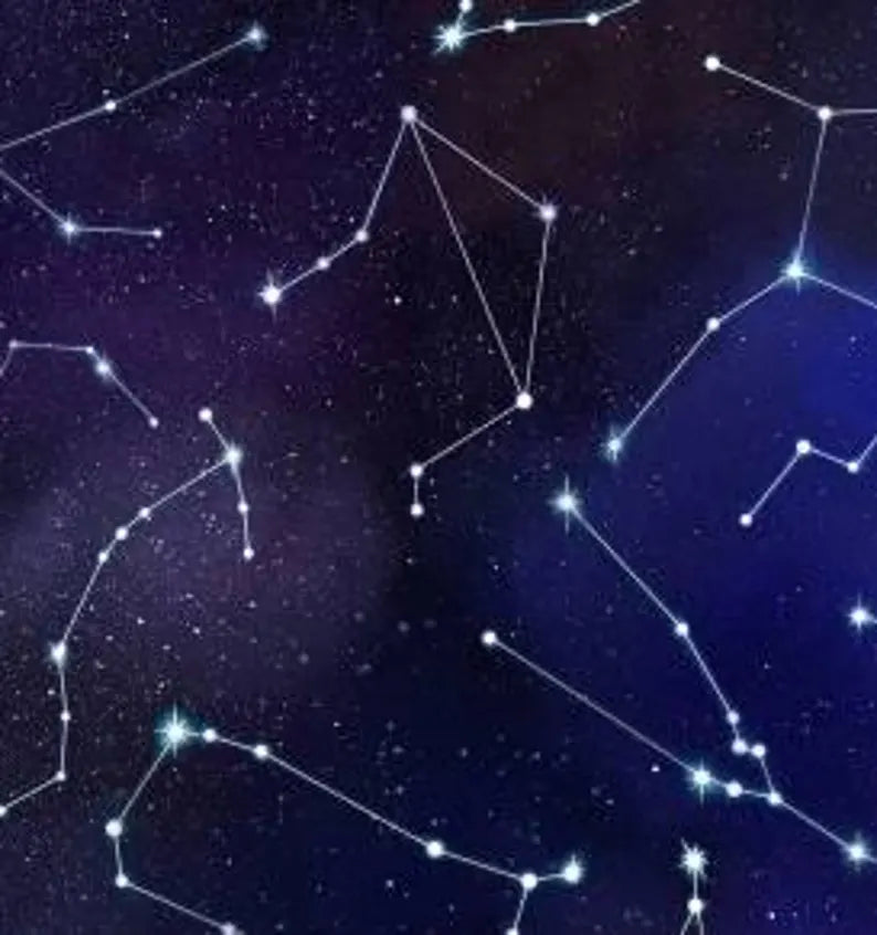 Constellations Sky Fabric 1/2 yard, Black Space # 582E-RYL by Elizabeth Studios, Outer Space Fabric, Universe Bed Quilt, Wall Hanging