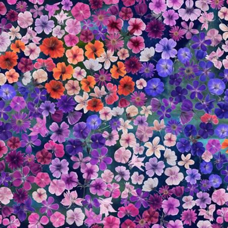 RARE Quilt Kit Wildflower Blooms 55" x66", Hoffman Fabrics, Floral Gift Quilt Wall Hanging Lap Throw Flowers , Discontinued Fabric!
