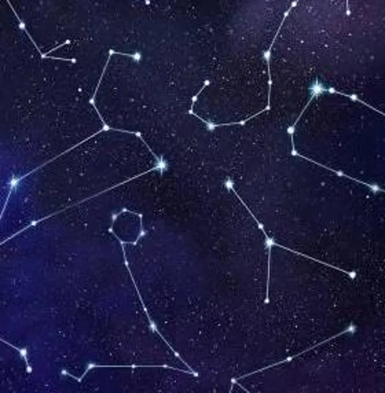 Constellations Sky Fabric 1/2 yard, Black Space # 582E-RYL by Elizabeth Studios, Outer Space Fabric, Universe Bed Quilt, Wall Hanging