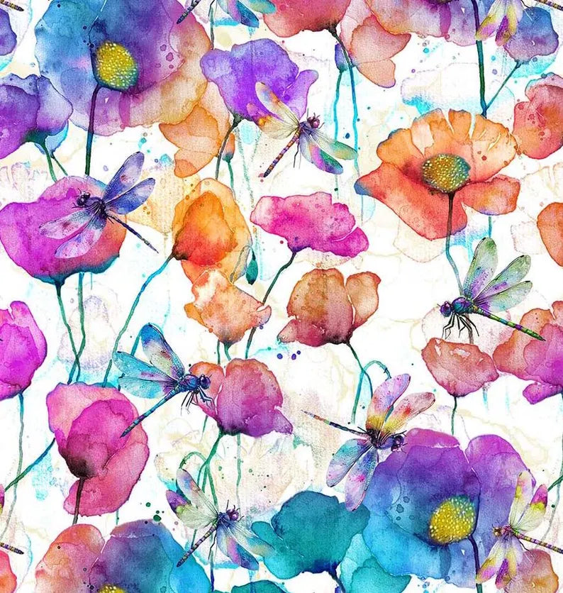 RARE Dragonfly Dance Quilt Kit 61 1/2 "x75", Northcott Fabrics, Floral Gift Quilt Hanging Throw, Discontinued, Backing Available