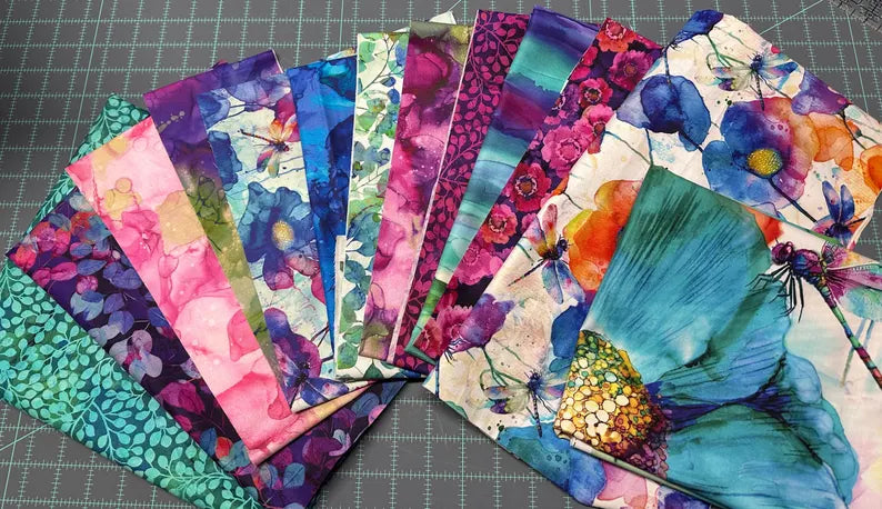 RARE Dragonfly Dance Quilt Kit 61 1/2 "x75", Northcott Fabrics, Floral Gift Quilt Hanging Throw, Discontinued, Backing Available