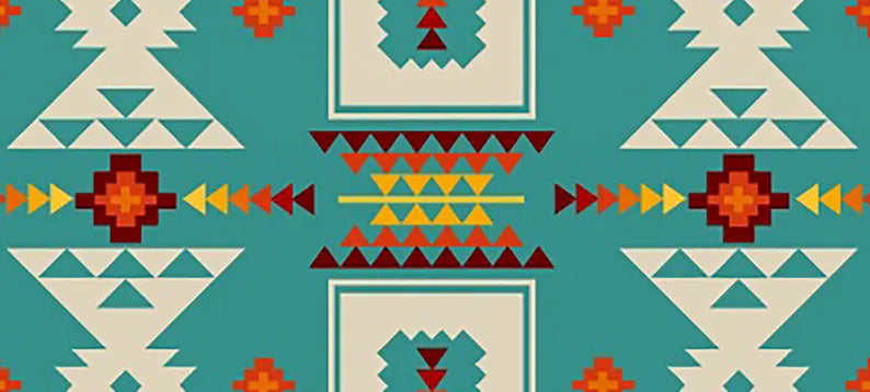 Native Indigenous Fabric 1/2 Yard, 468-Turquoise by Elizabeth's Studio, Indigenous Quilt Blanket Wall Hanging Table Runner Ribbon Skirt