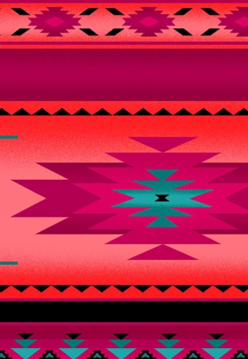 Native Indigenous Fabric 1/2 Yard, 201-Pink by Elizabeth's Studio, Indigenous Quilt Blanket Wall Hanging Runner Ribbon Skirt