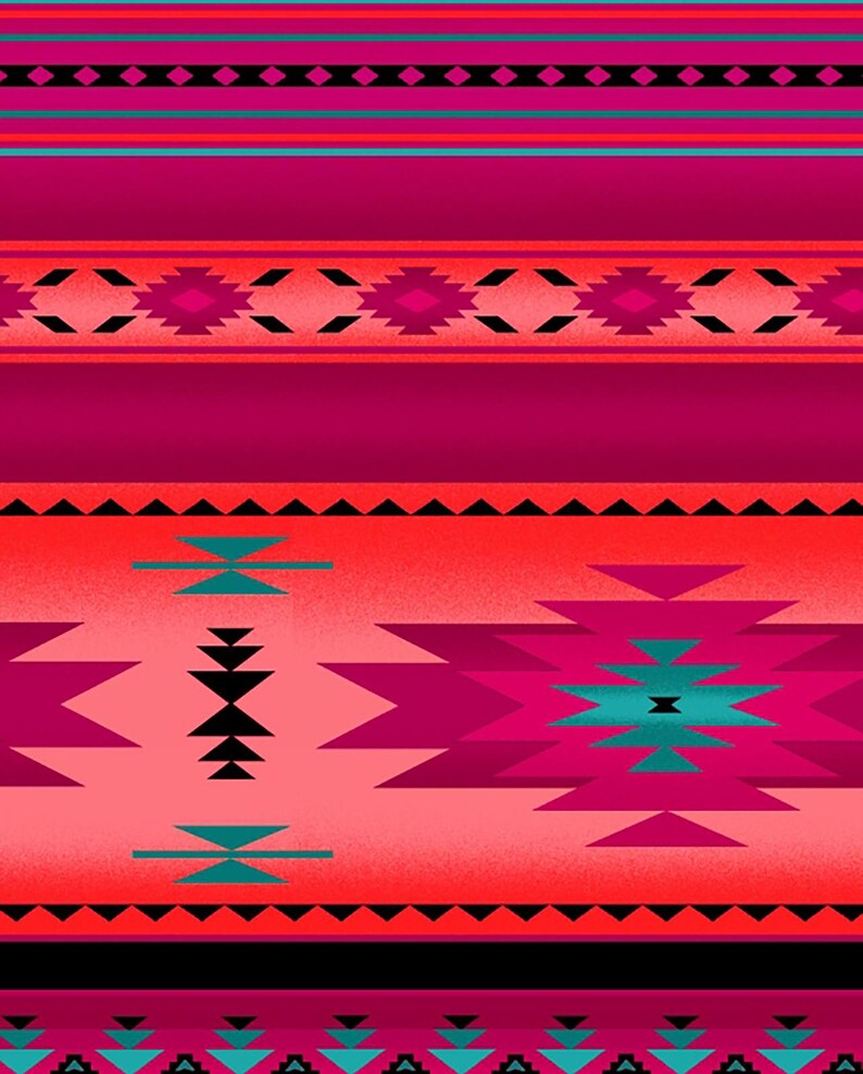 Native Indigenous Fabric 1/2 Yard, 201-Pink by Elizabeth's Studio, Indigenous Quilt Blanket Wall Hanging Runner Ribbon Skirt