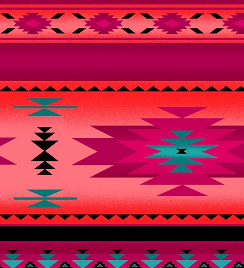 Native Indigenous Fabric 1/2 Yard, 201-Pink by Elizabeth's Studio, Indigenous Quilt Blanket Wall Hanging Runner Ribbon Skirt