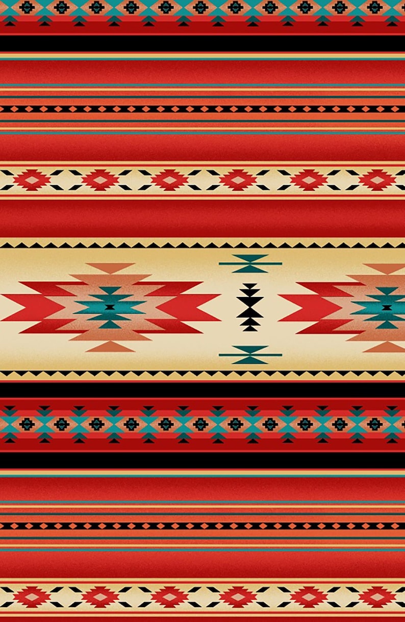 Native Indigenous Fabric 1/2 Yard, 201-Red by Elizabeth's Studio, Indigenous Quilt Blanket Wall Hanging Runner Ribbon Skirt
