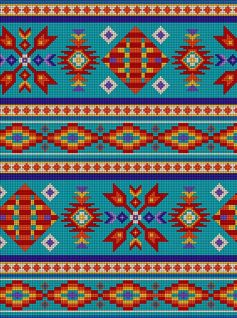 Native Indigenous Fabric 1/2 Yard, 450-Turqoise by Elizabeth's Studio, Indigenous Quilt Blanket Wall Hanging Runner Ribbon Skirt