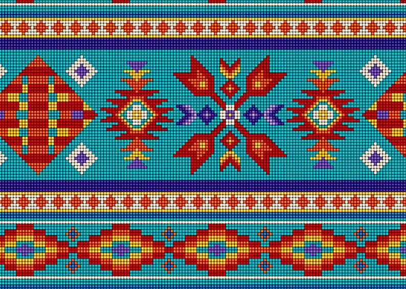 Native Indigenous Fabric 1/2 Yard, 450-Turqoise by Elizabeth's Studio, Indigenous Quilt Blanket Wall Hanging Runner Ribbon Skirt