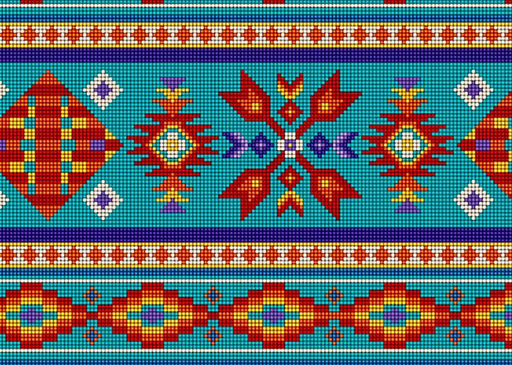 Native Indigenous Fabric 1/2 Yard, 450-Turqoise by Elizabeth's Studio, Indigenous Quilt Blanket Wall Hanging Runner Ribbon Skirt