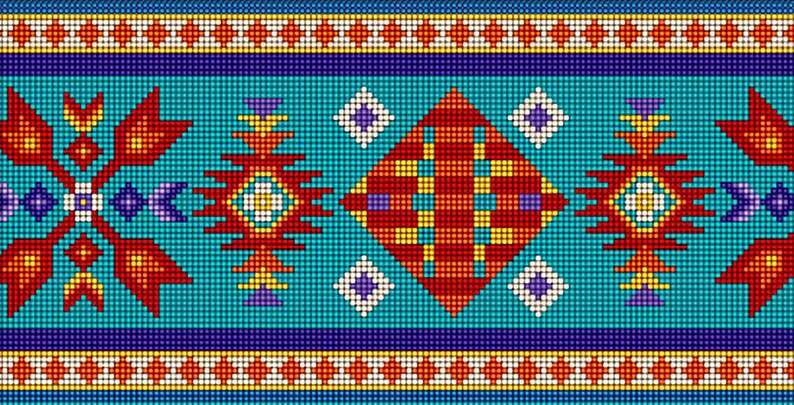 Native Indigenous Fabric 1/2 Yard, 450-Turqoise by Elizabeth's Studio, Indigenous Quilt Blanket Wall Hanging Runner Ribbon Skirt
