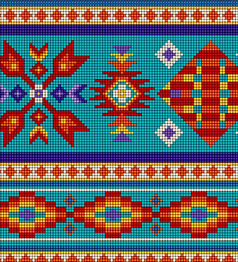 Native Indigenous Fabric 1/2 Yard, 450-Turqoise by Elizabeth's Studio, Indigenous Quilt Blanket Wall Hanging Runner Ribbon Skirt