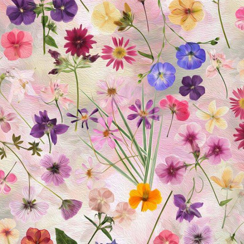 RARE Quilt Kit Wildflower Blooms 55" x66", Hoffman Fabrics, Floral Gift Quilt Wall Hanging Lap Throw Flowers , Discontinued Fabric!