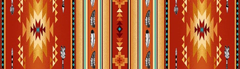 Native Indigenous Fabric 1/2 Yard,530-Terracotta by Elizabeth's Studio, Indigenous Quilt Blanket Wall Hanging Runner Ribbon Skirt