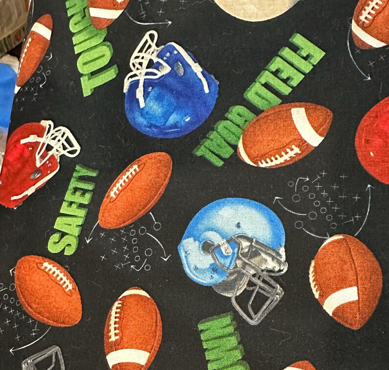 Football Fabric 1/2 Yard, 220Black Football by Elizabeth's Studio, Football Helmet Ball Quilt Bed Blanket Gift