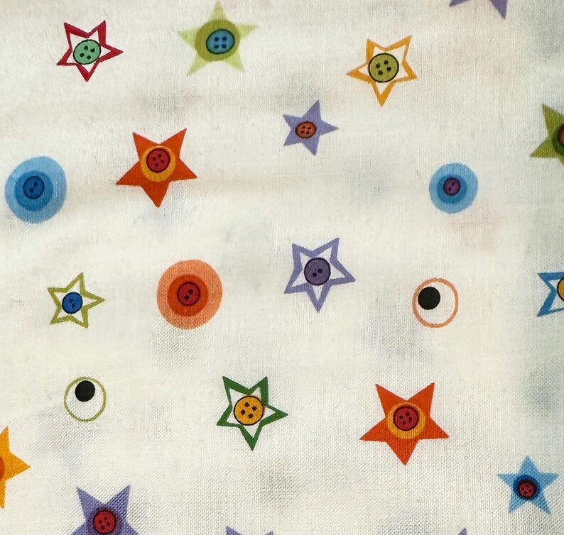 Googlies Fabric 1/2 Yard, 1596-55 Bright by Benartex Fabrics, Fun Googlies and Stars Kids Bed Gift Quilt Toddler, Crib, Twin