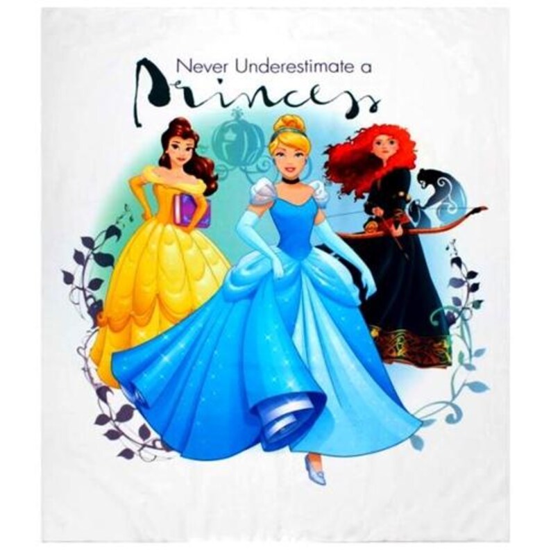 Princess Heart Strong Fabric Panel 36"x44", Camelot Fabrics, Princess gift toddler bed crib twin queen quilt