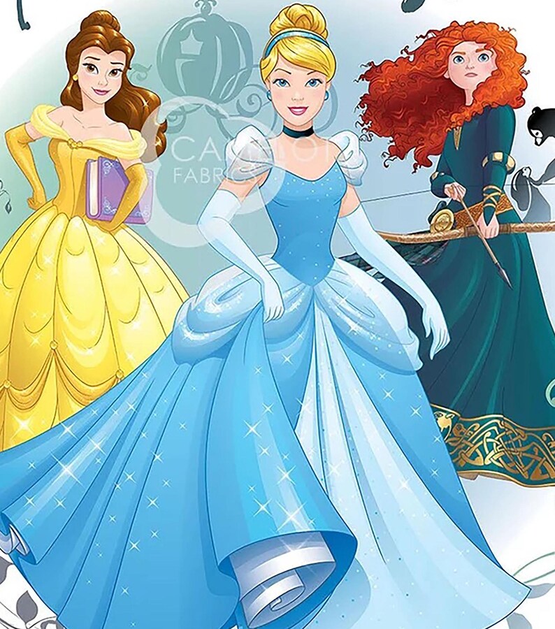 Princess Heart Strong Fabric Panel 36"x44", Camelot Fabrics, Princess gift toddler bed crib twin queen quilt