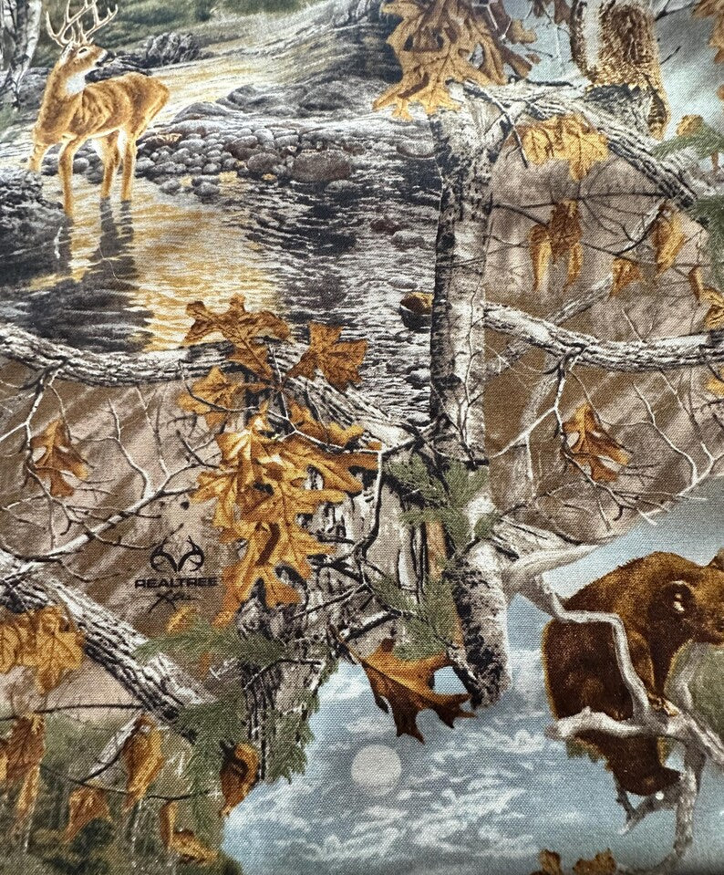 Moonlit Night Realtree Fabric 1/2 Yard, 46507 Realtree Fabric, Wildlife Lovers Gift Bed Quilt Wall Hanging