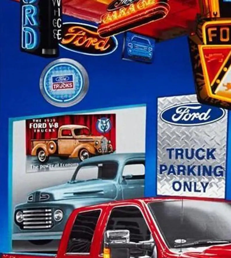 RARE Ford F150 Truck Fabric Panel 44" x 36", RARE Blue Truck Fabric Panel, Sykel Fabrics, Discontinued Gorgeous Fabric