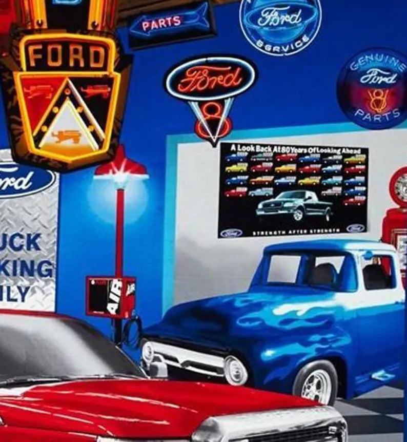 RARE Ford F150 Truck Fabric Panel 44" x 36", RARE Blue Truck Fabric Panel, Sykel Fabrics, Discontinued Gorgeous Fabric