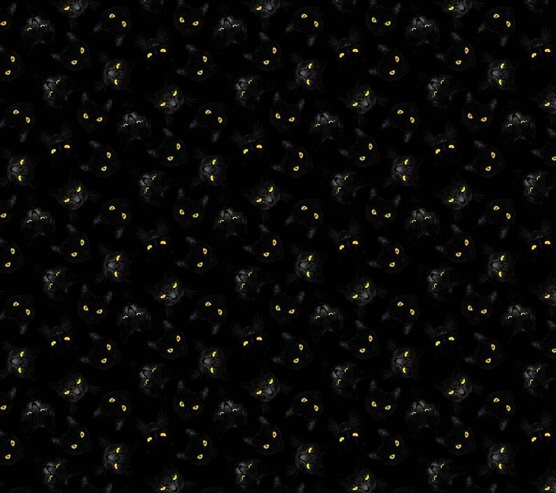 Quilt Kit 58"x68", Hallow's Eve fabrics by Northcott fabrics Bed Gift Quilt Black Cats Pumpkins Spooky Halloween Bats